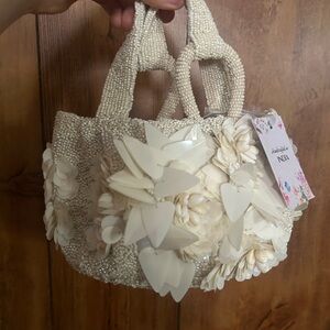 Elegant Cream Beaded Handbag